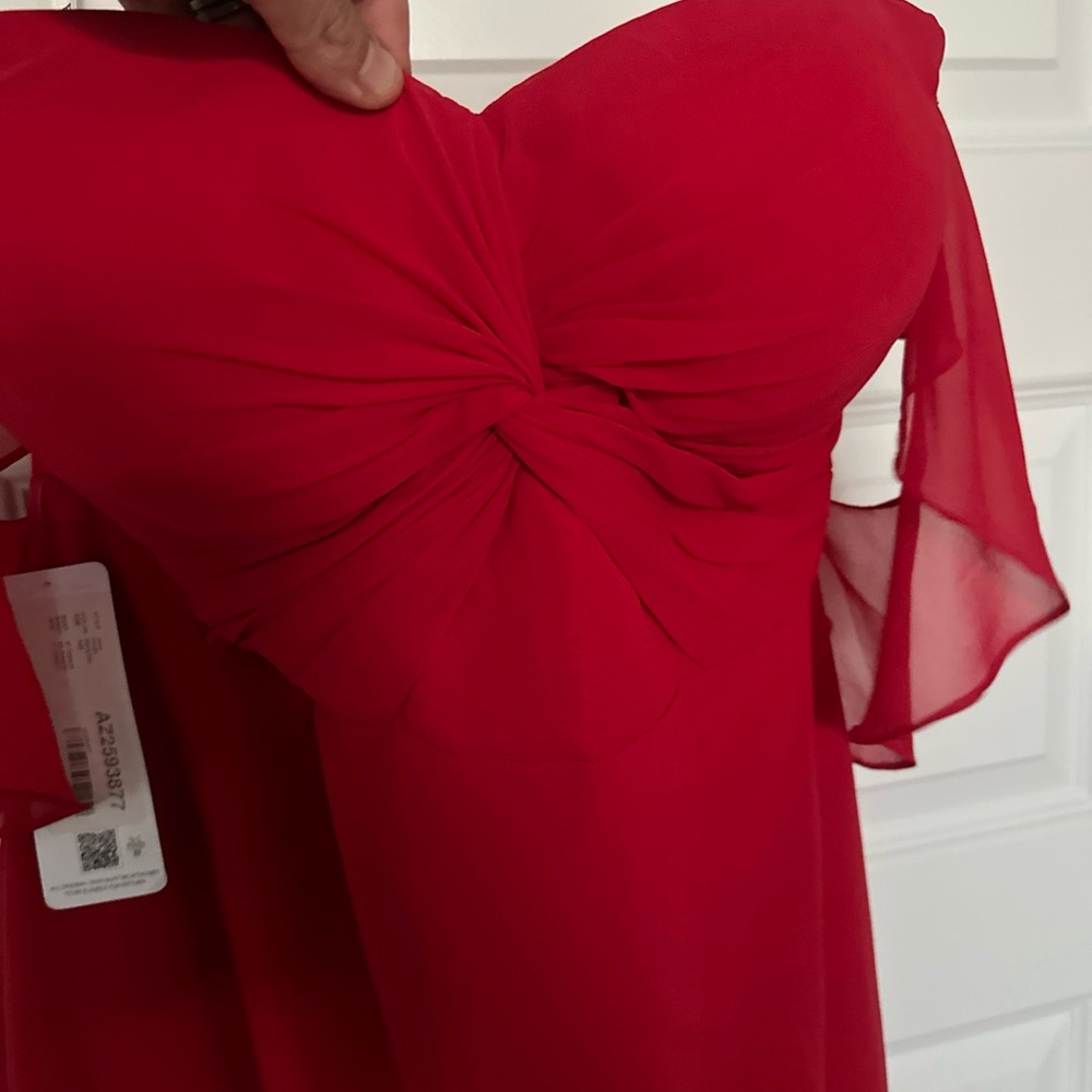 Azazie Red Strapless Prom Dress